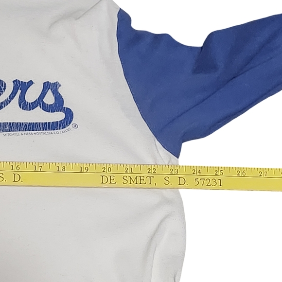 DODGERS Raglan Shirt Mens XL White Blue 3/4 Sleeve MLB MITCHELL & NESS Baseball - Picture 12 of 13